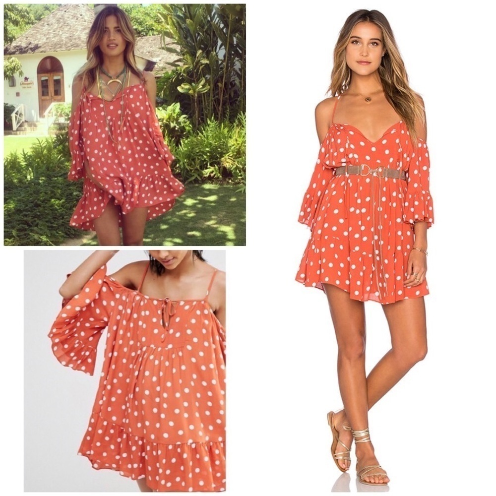 EUC Tularosa Hattie Polka Dots Off The Shoulder Tunic Mini Roselle Dress XS​​